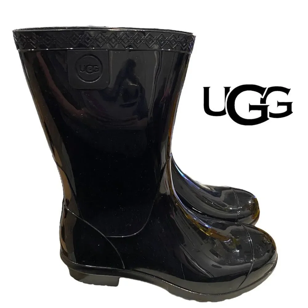 Ugg Raana Shiny Black Kids Rain Boots 2